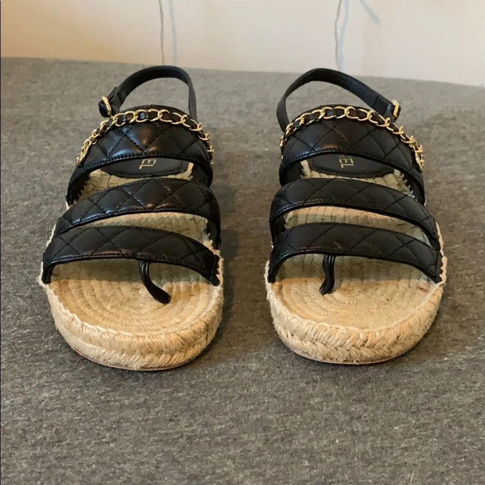 CHANEL Black and Gold Sandals - Picture 6 of 8